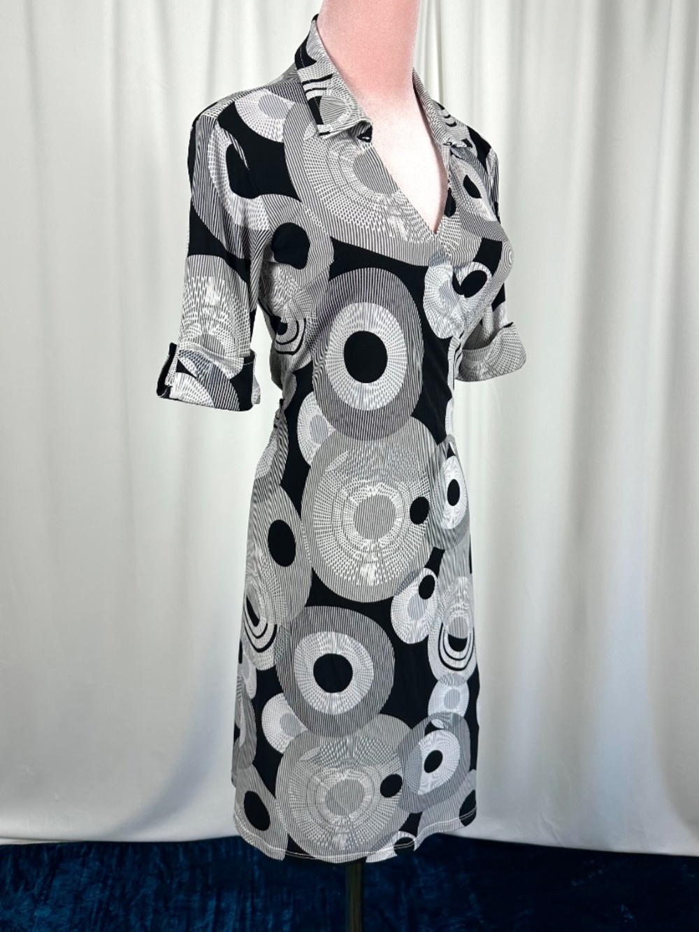 Vintage Y2K Intrigue New York Abstract Wrap Tie Dress XS/S - Picture 6 of 16